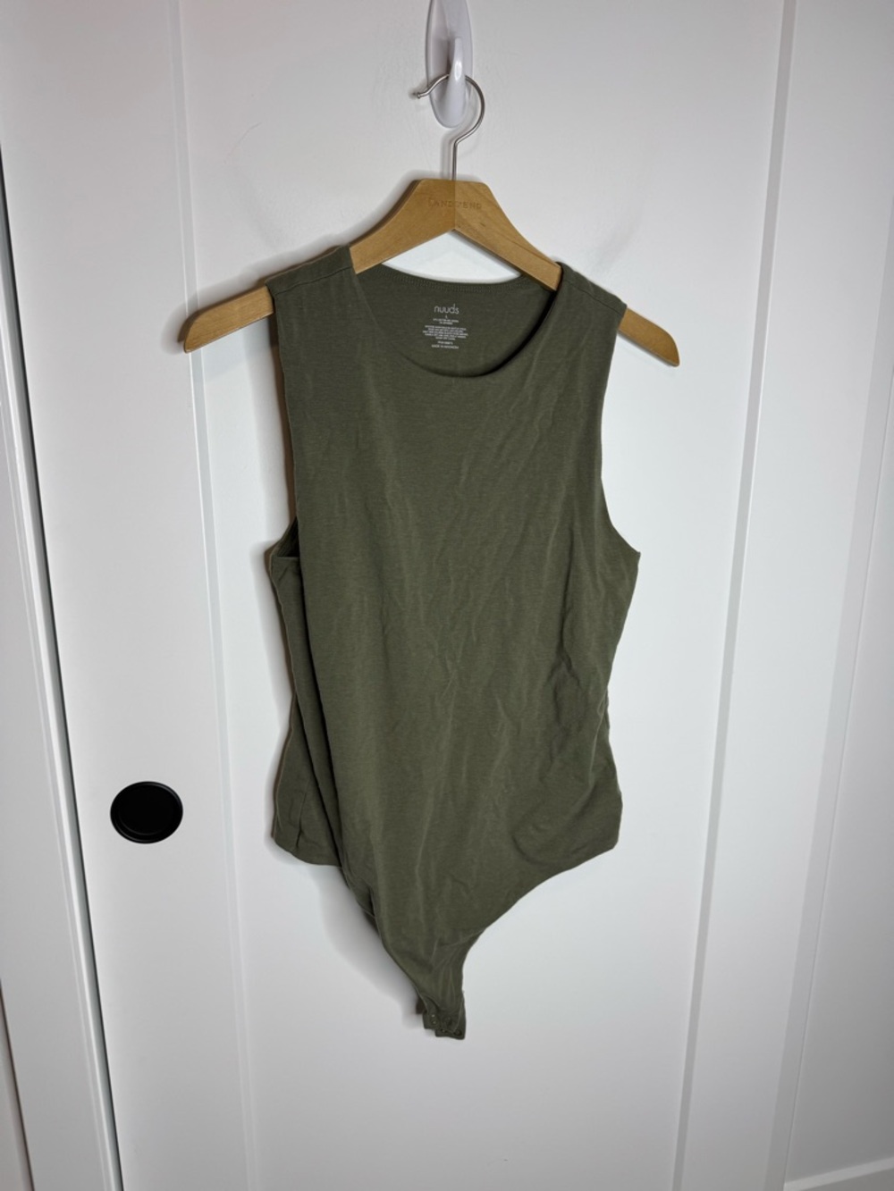 Nuuds Classic Cotton Stretch Crewneck Tank Bodysuit Green Size Large - Picture 2 of 5